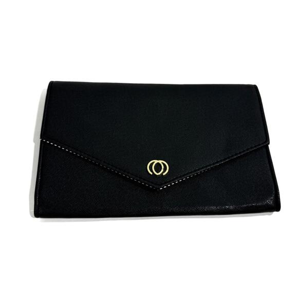 Minicci Handbags - Minicci Solid Black Faux Leather Large Rectangle Envelope Wallet Clutch New
